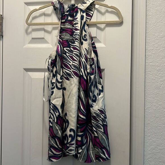 Sake 5th Ave Halter Silk Tank - Nice White Purple Tank Top - Size Small - Picture 5 of 6